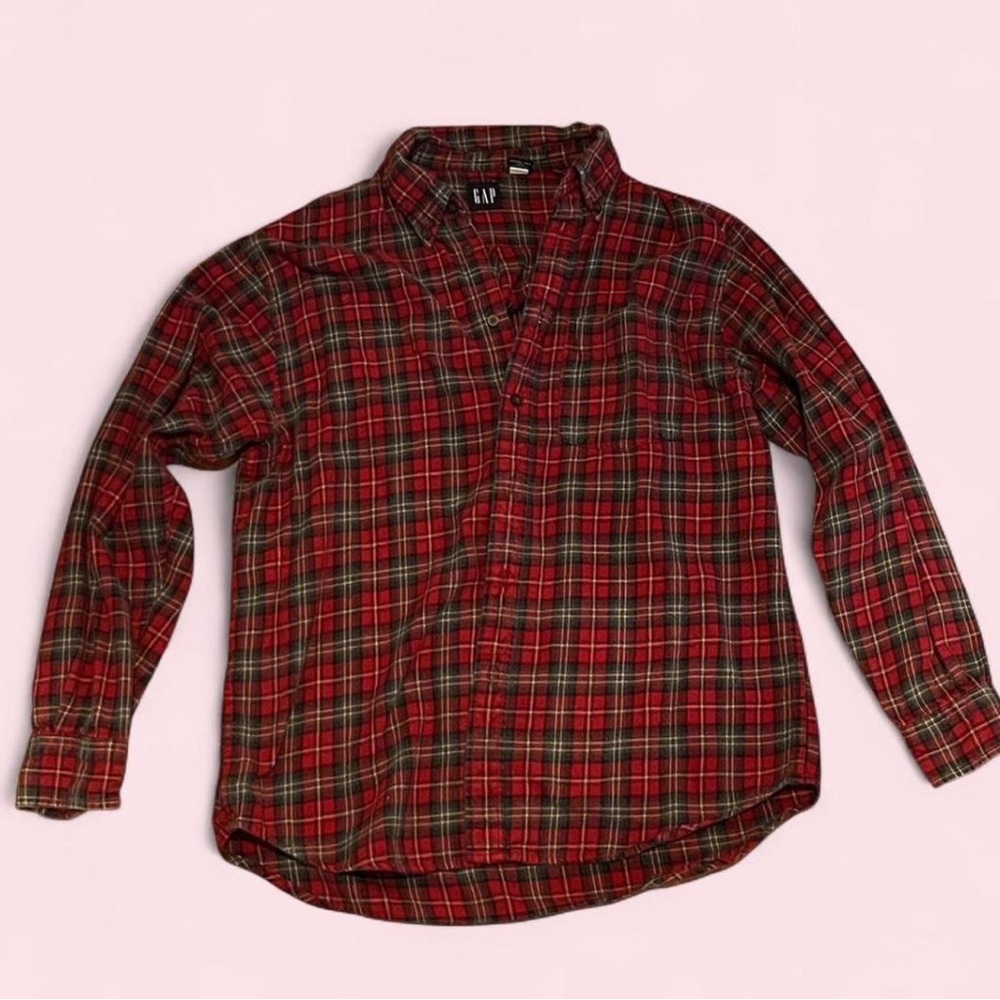 GAP Red and Green Plaid Button-Up Shirt